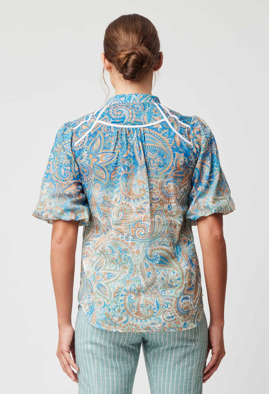 OnceWas Salerno Cotton Silk Top in Capri Paisley Print