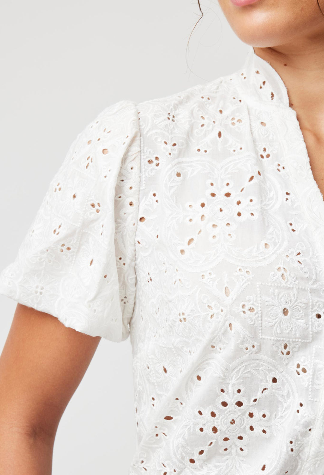 OnceWas Tulum Embroidered Viscose Shirt in White