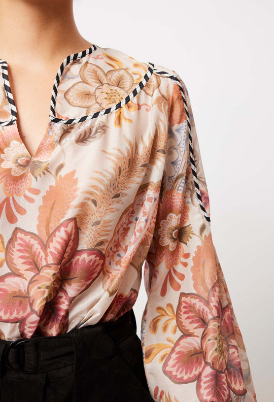 OnceWas Altair Cotton Silk Top in Aries Floral