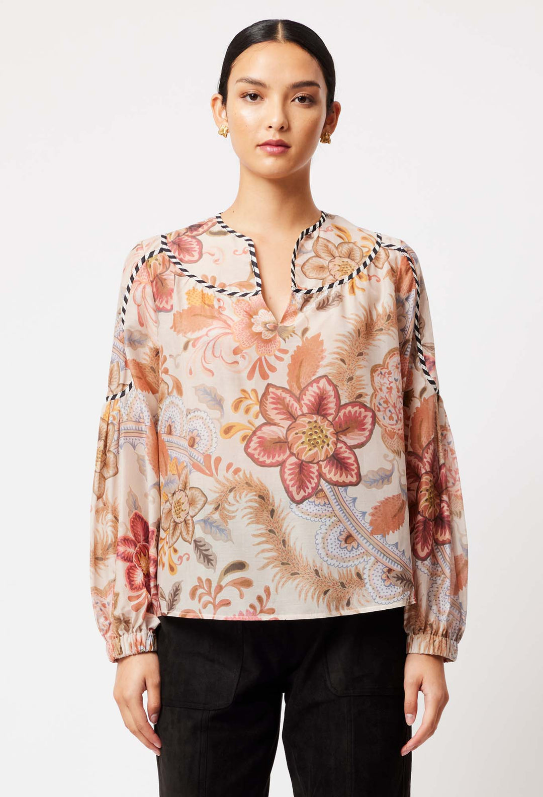 OnceWas Altair Cotton Silk Top in Aries Floral