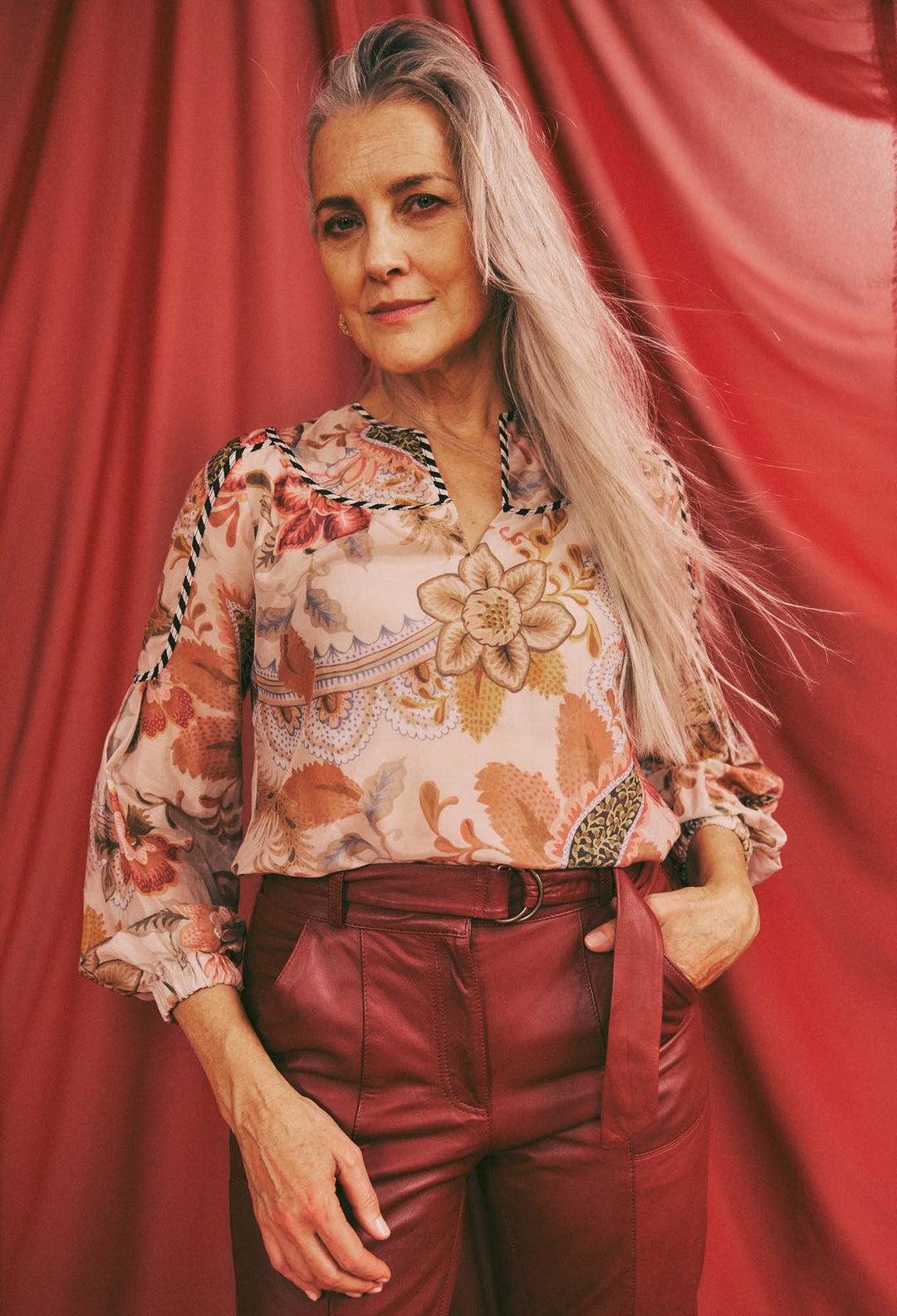 OnceWas Altair Cotton Silk Top in Aries Floral