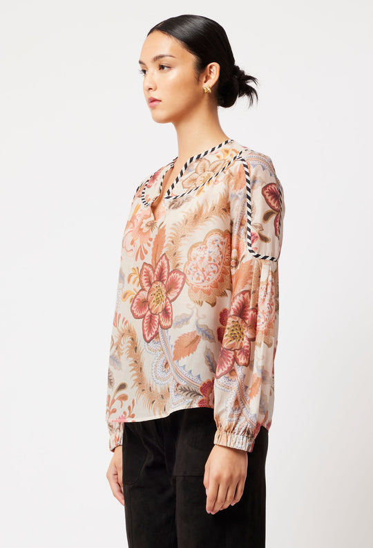OnceWas Altair Cotton Silk Top in Aries Floral