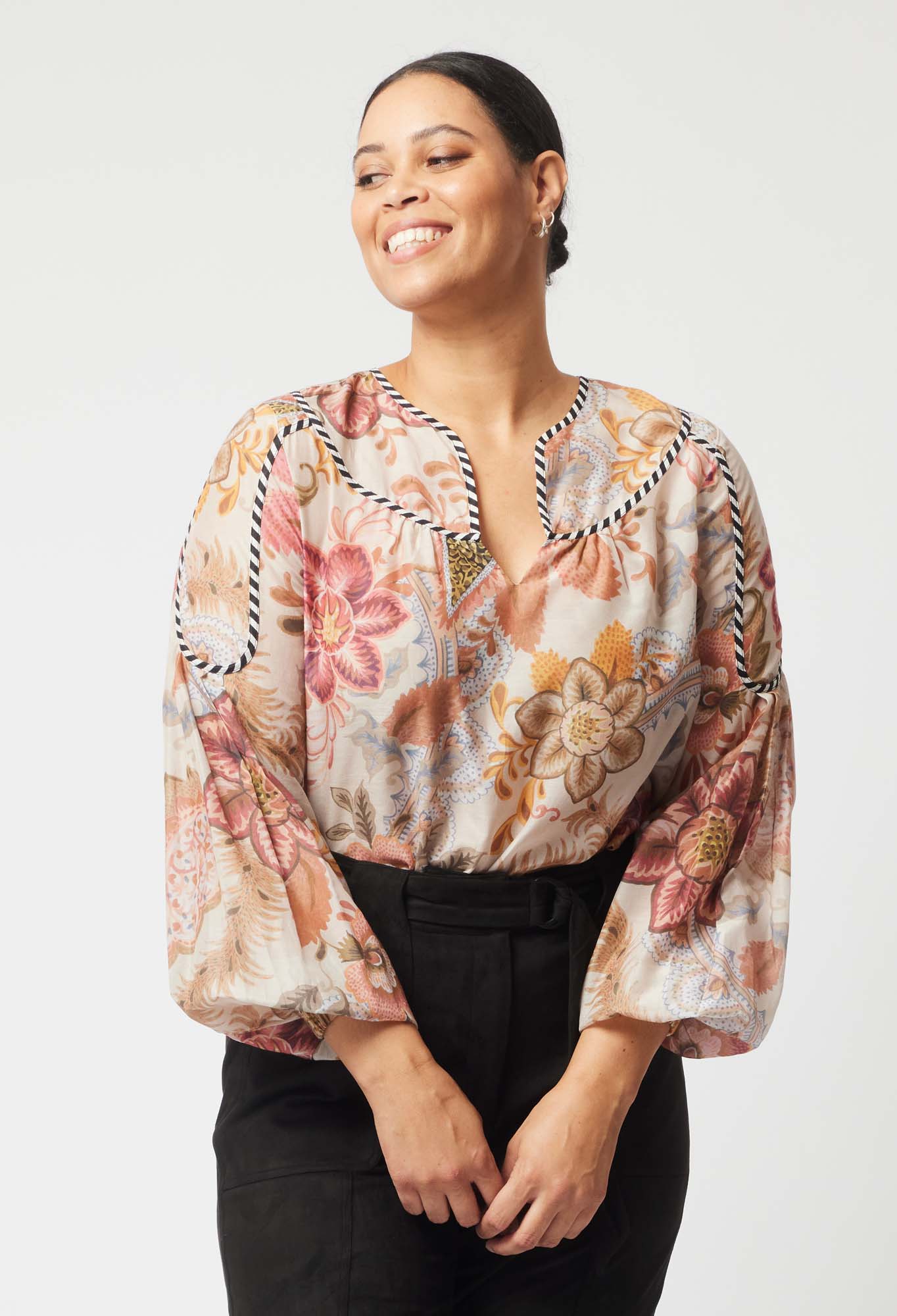 Altair Cotton Silk Top in Aries Floral