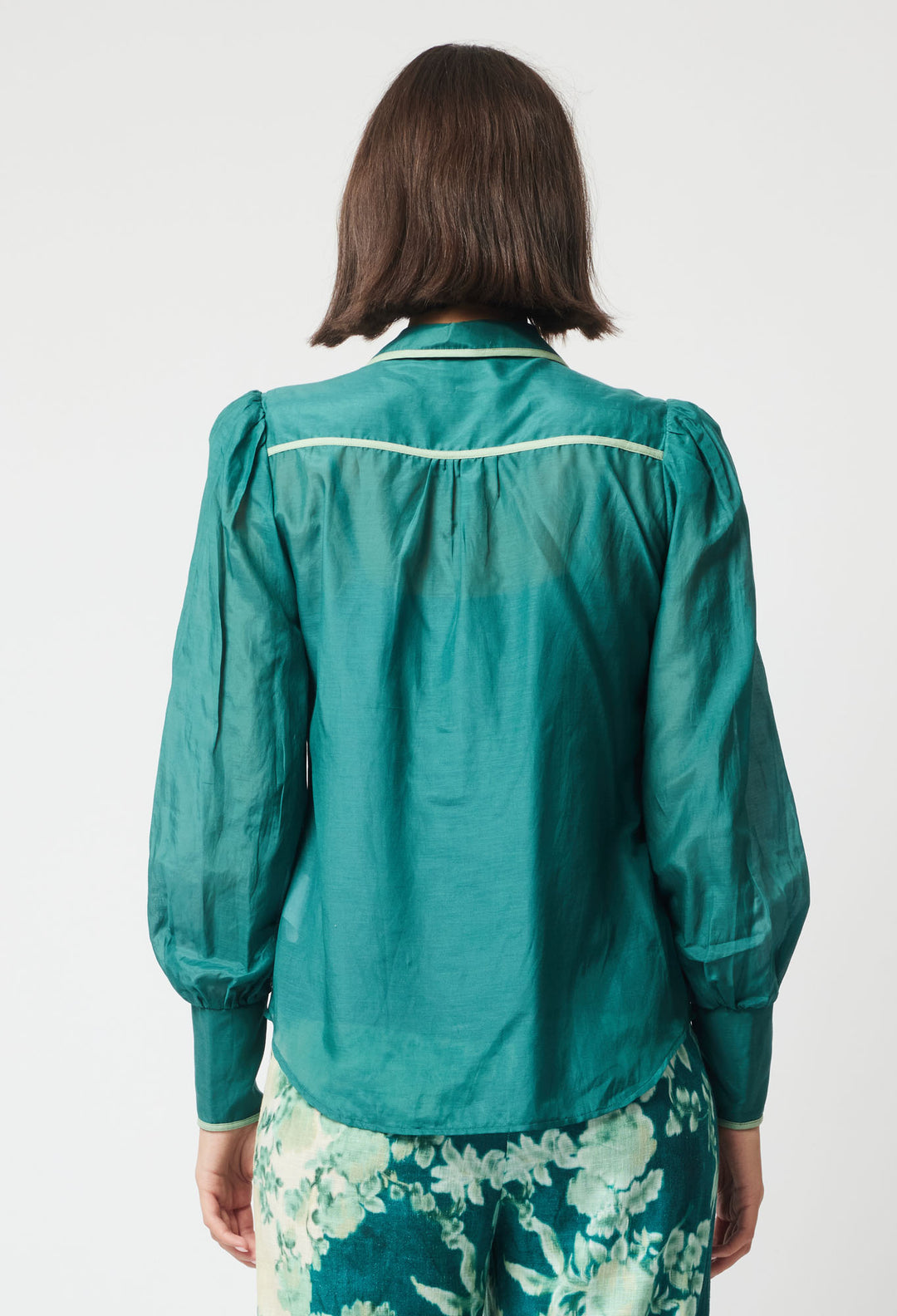 OnceWas Pisces Cotton Silk Shirt in Jade