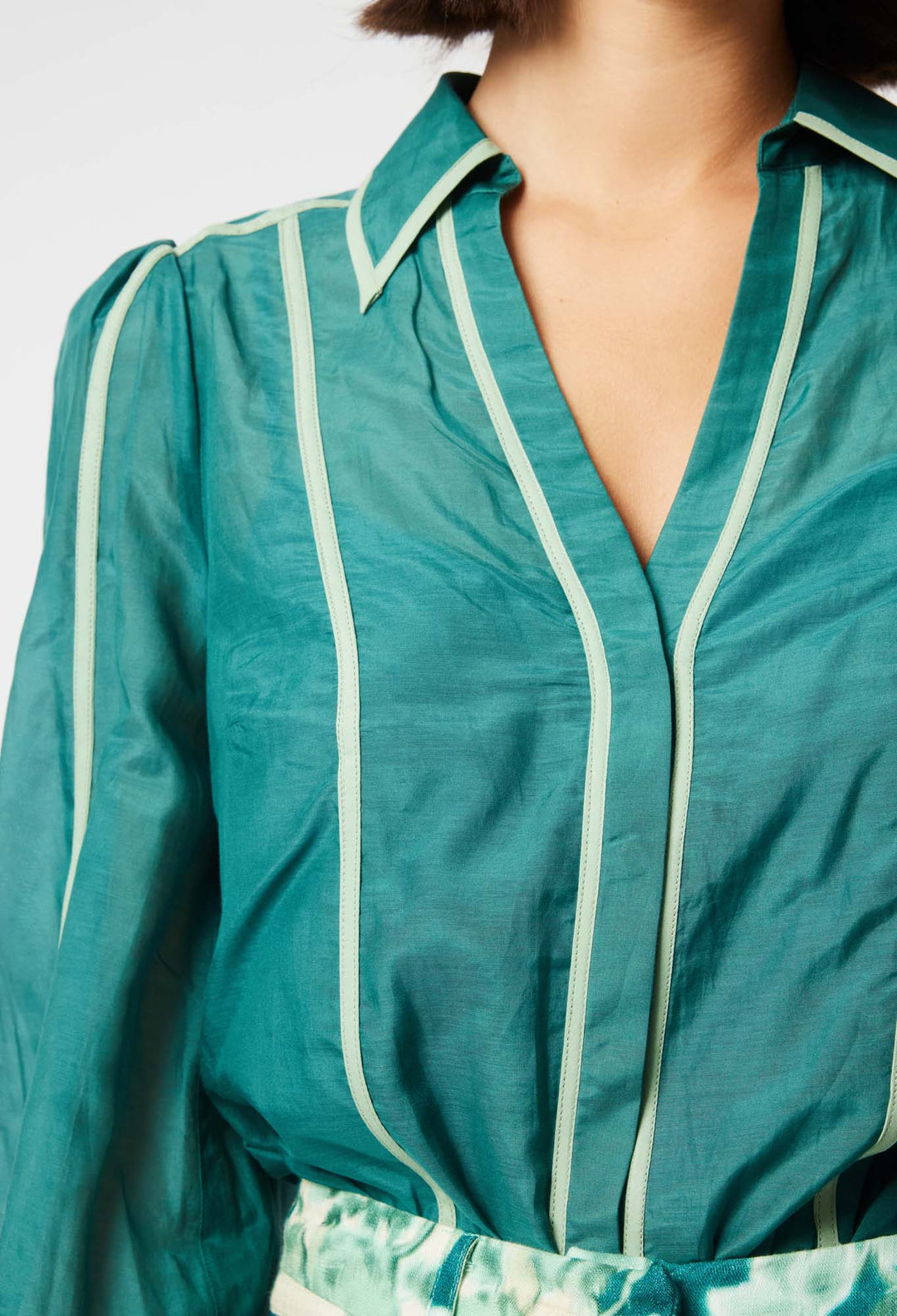 OnceWas Pisces Cotton Silk Shirt in Jade