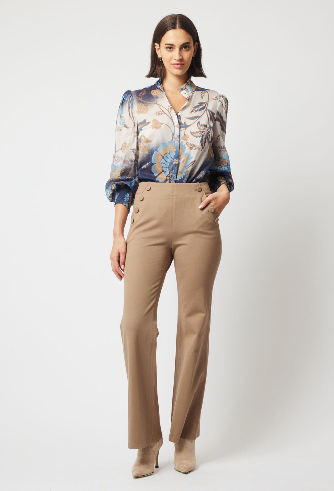 Phoenix Viscose Nylon Twill Pant in Sesame