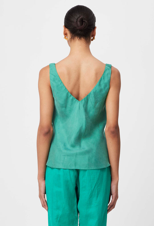 OnceWas Delray Reversible Cupro Cowl Cami in Bay Green
