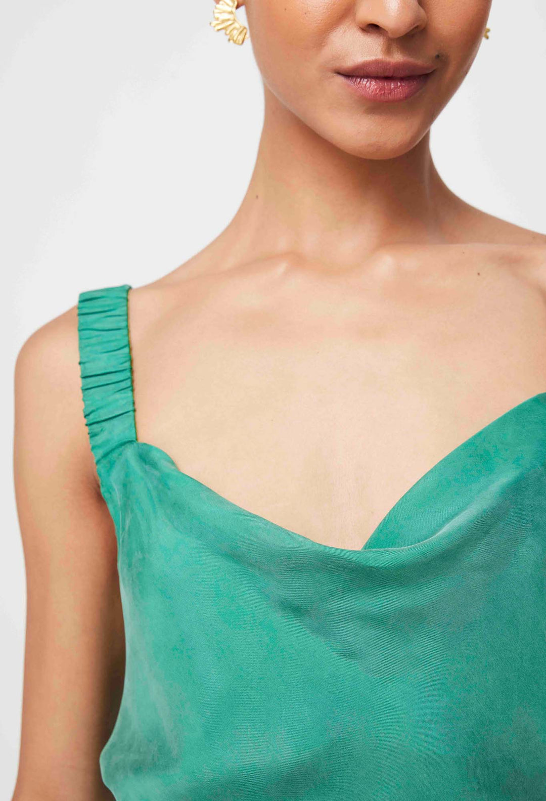 OnceWas Delray Reversible Cupro Cowl Cami in Bay Green