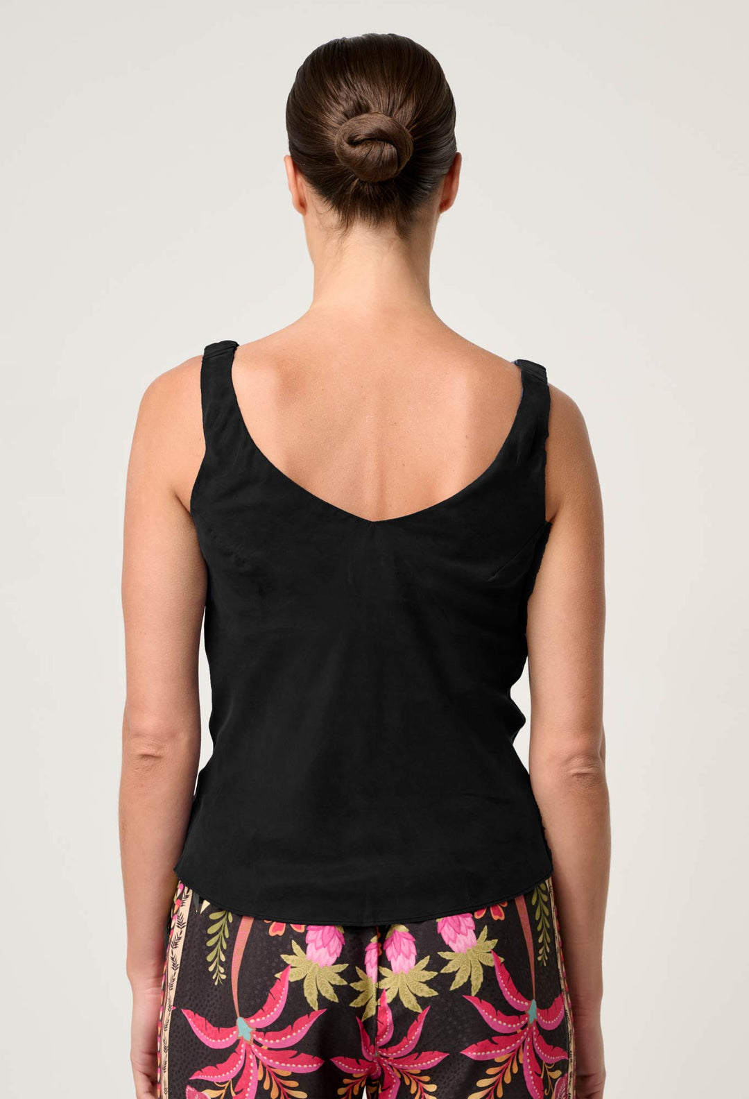 OnceWas Delray Reversible Cupro Cami in Black