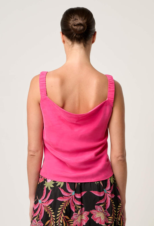OnceWas Delray Reversible Cupro Cami in Celosia Pink