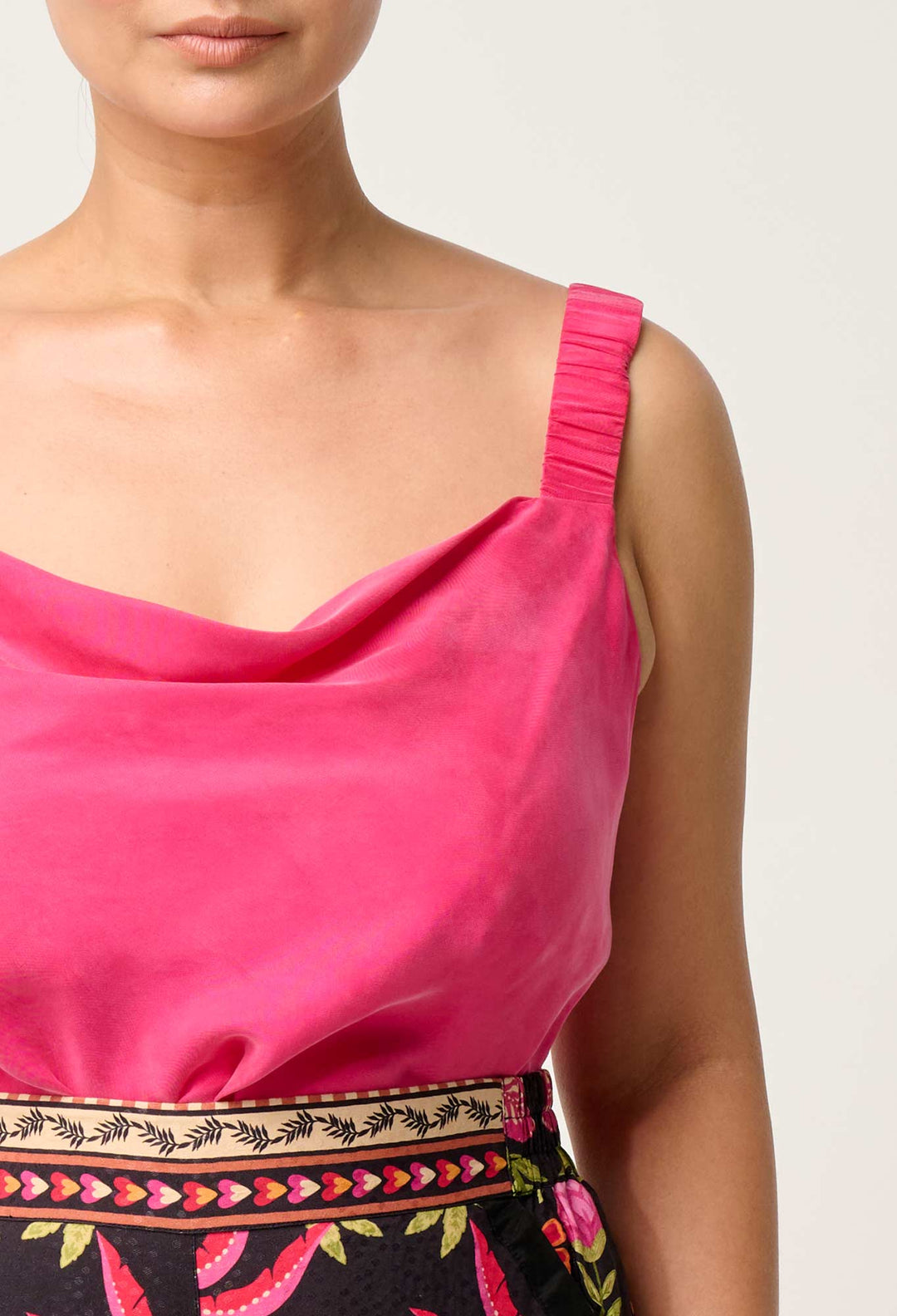 OnceWas Delray Reversible Cupro Cami in Celosia Pink