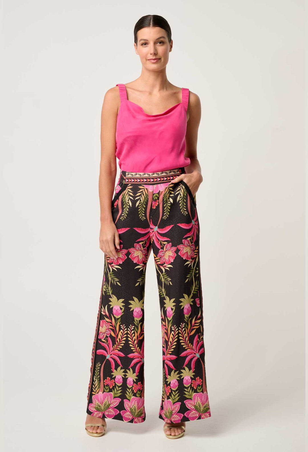 OnceWas Delray Reversible Cupro Cami in Celosia Pink