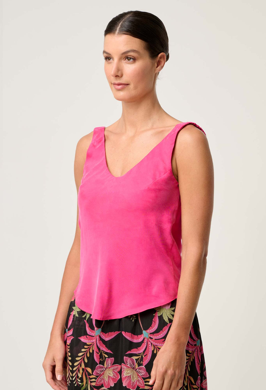 OnceWas Delray Reversible Cupro Cami in Celosia Pink