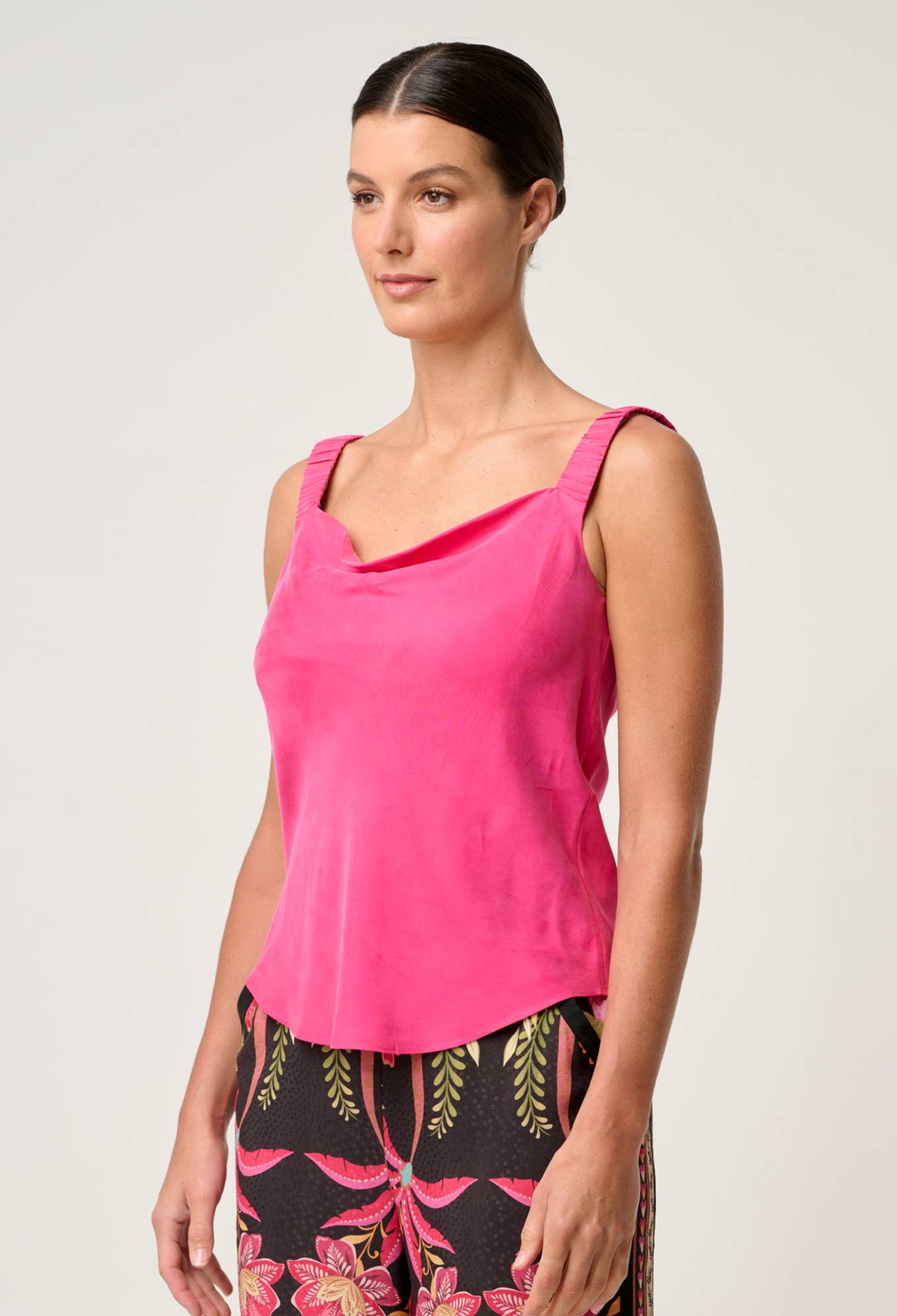 OnceWas Delray Reversible Cupro Cami in Celosia Pink