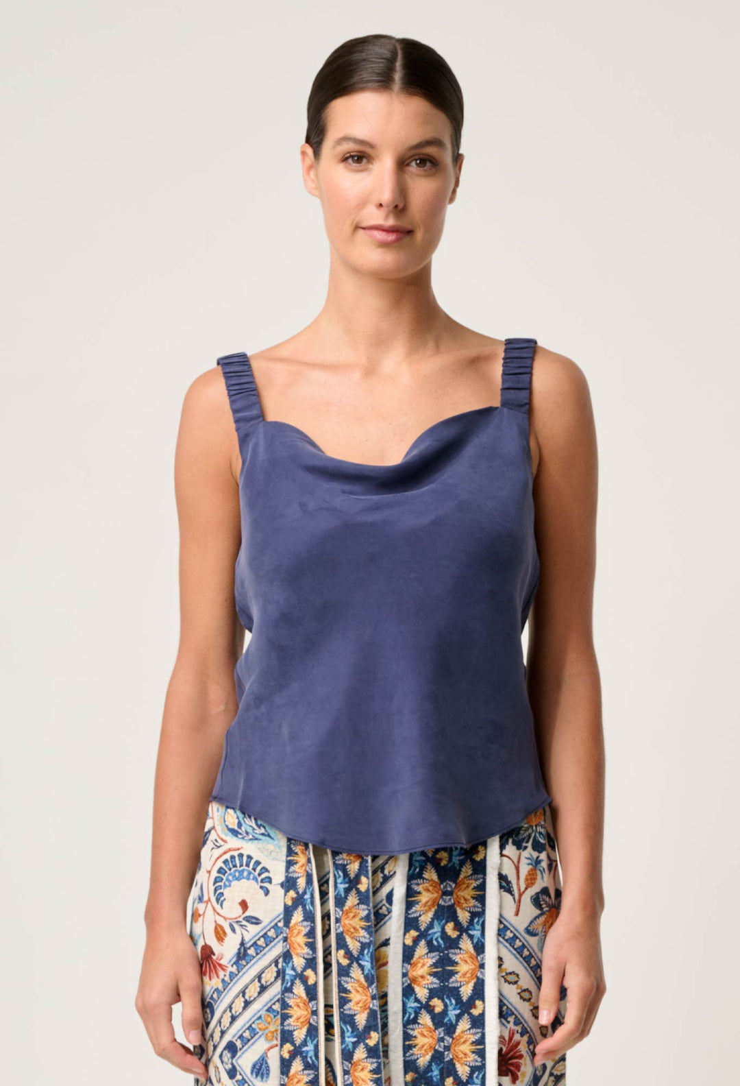 OnceWas Delray Reversible Cupro Cami in Lapis