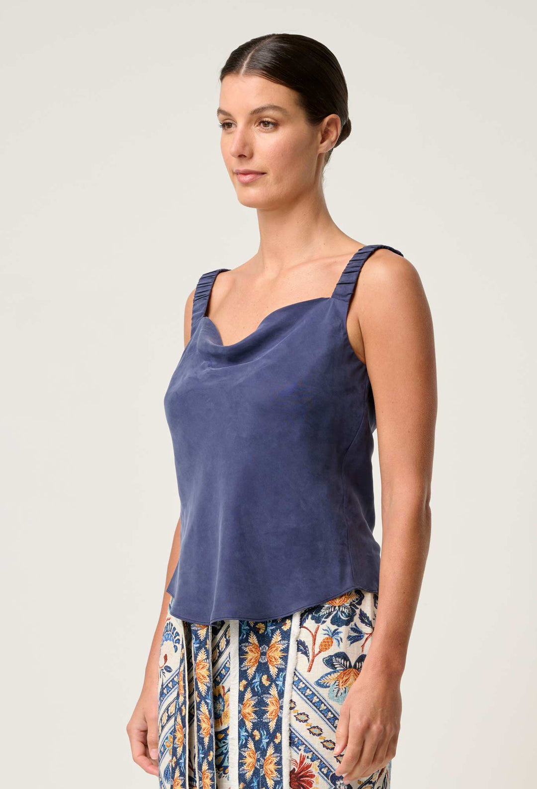 OnceWas Delray Reversible Cupro Cami in Lapis