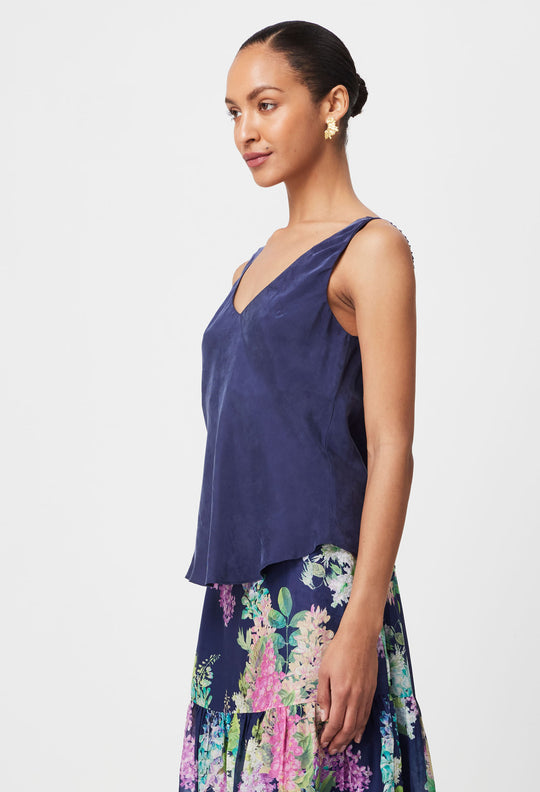 Delray Reversible Cupro Cami in Lapis