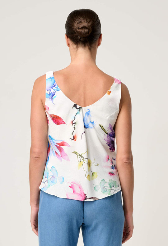 OnceWas Delray Reversible Cupro Cami in Plume Blossom