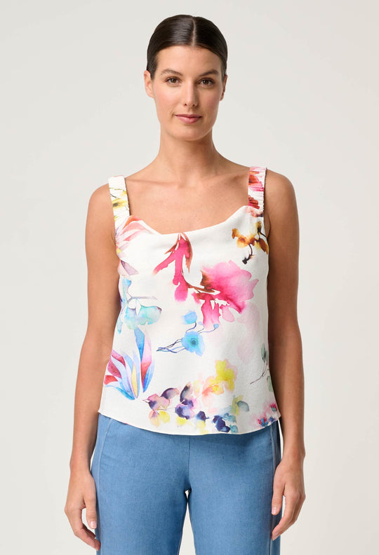 OnceWas Delray Reversible Cupro Cami in Plume Blossom