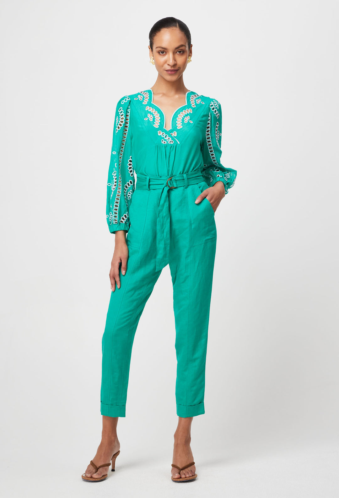 Transit Linen Viscose Pant in Bay Green