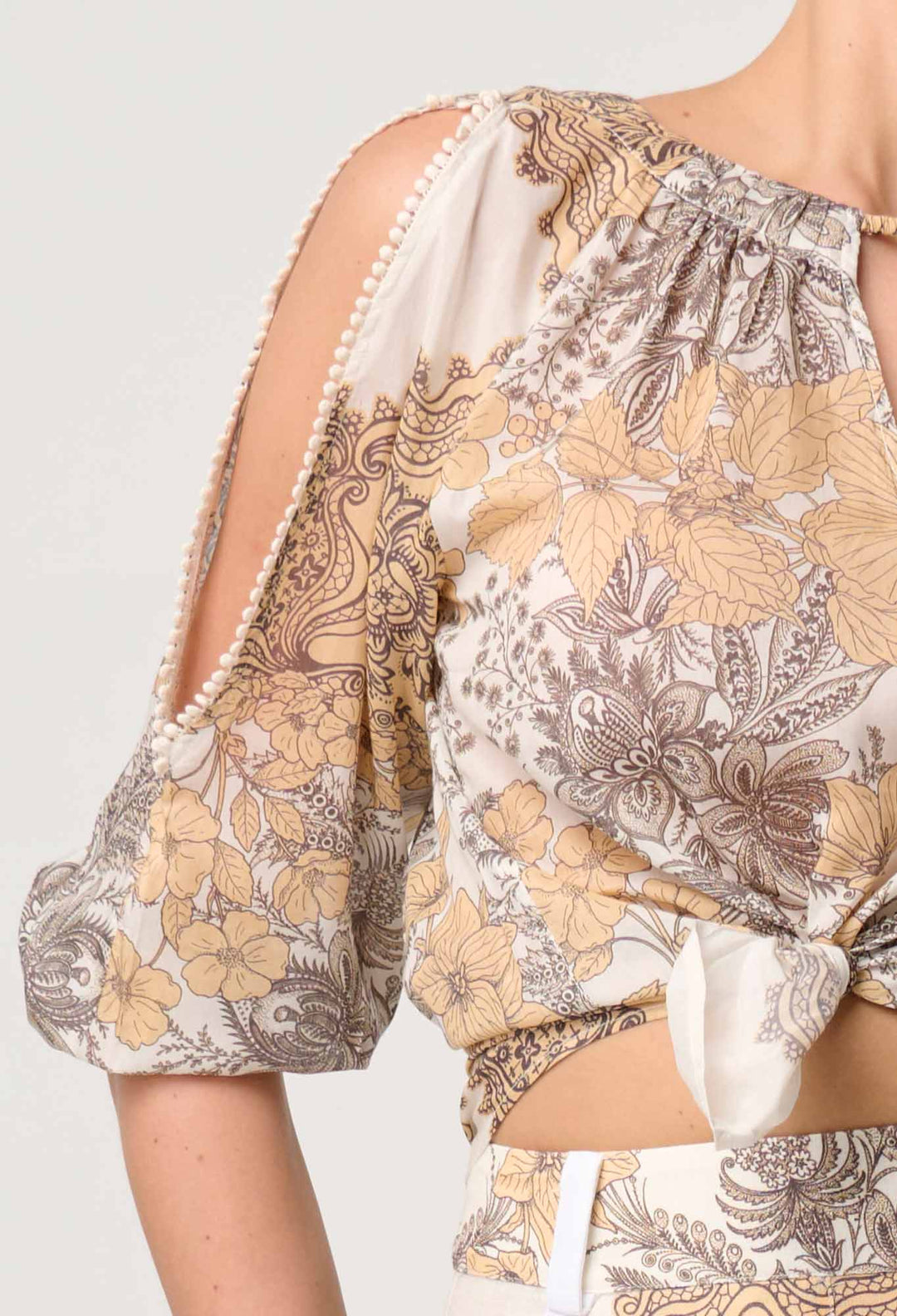 OnceWas Annabelle Cotton Silk Blouse in Golden Mallow