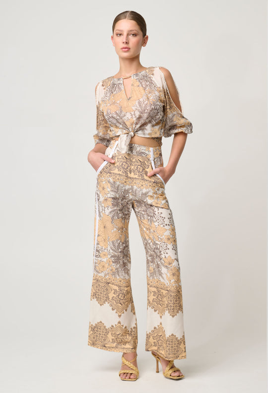 OnceWas Annabelle Cotton Silk Blouse in Golden Mallow