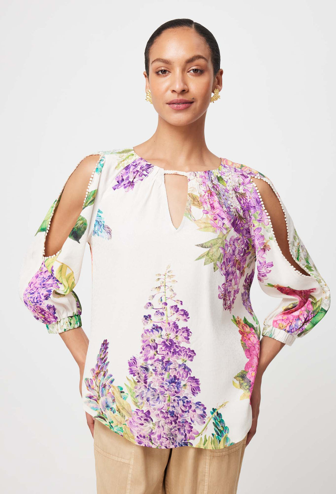 OnceWas Annabelle Viscose Dobby Blouse in Wisteria Alba