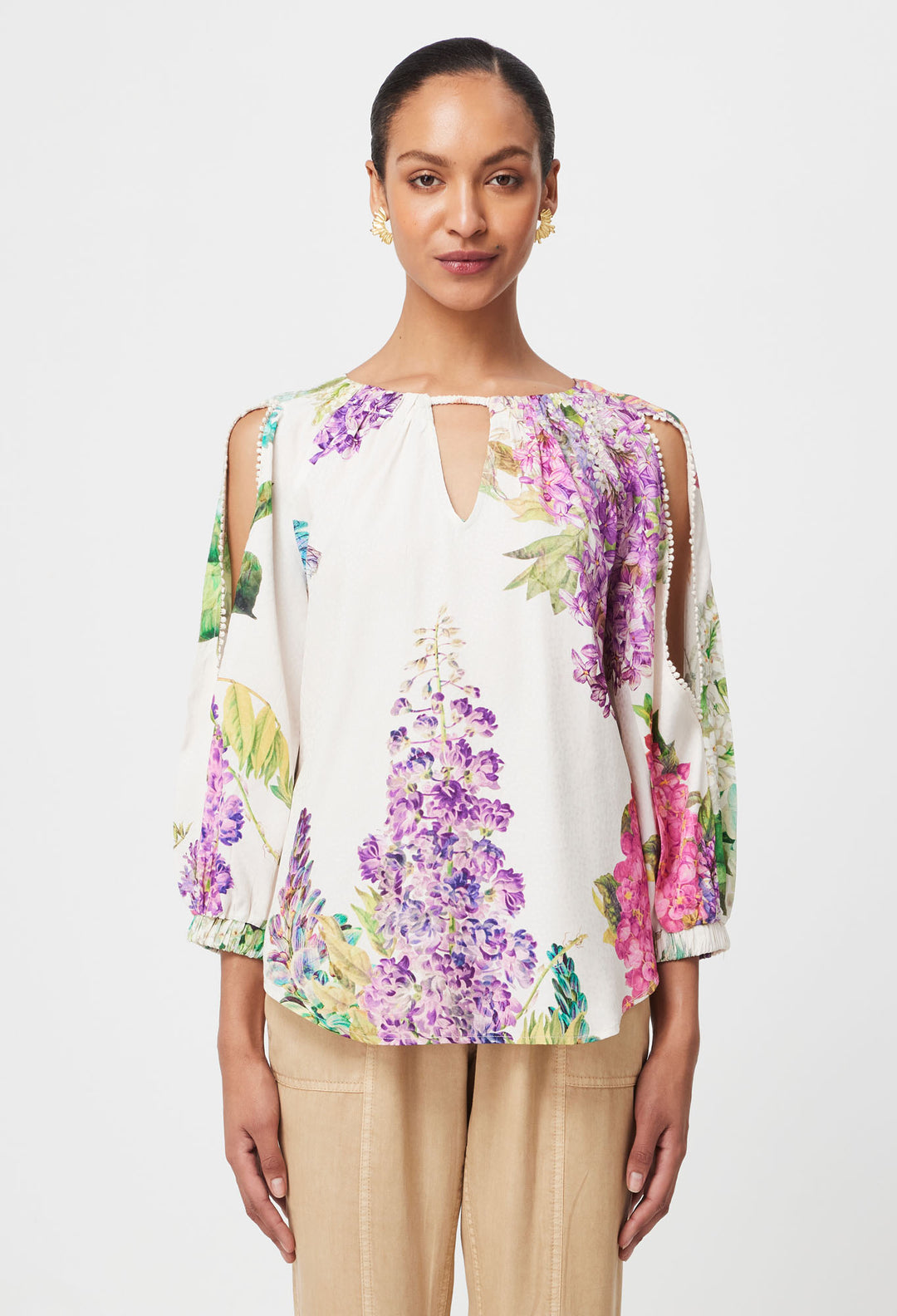 OnceWas Annabelle Viscose Dobby Blouse in Wisteria Alba