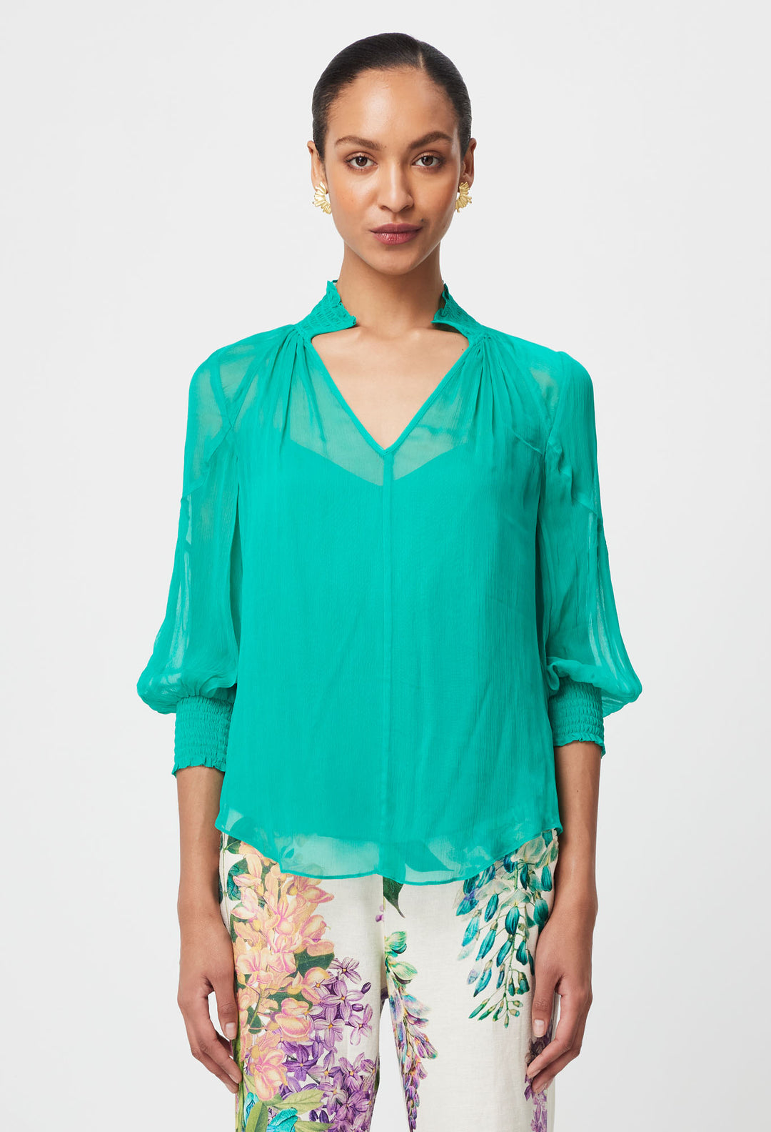 Lane Viscose Chiffon Blouse in Bay Green