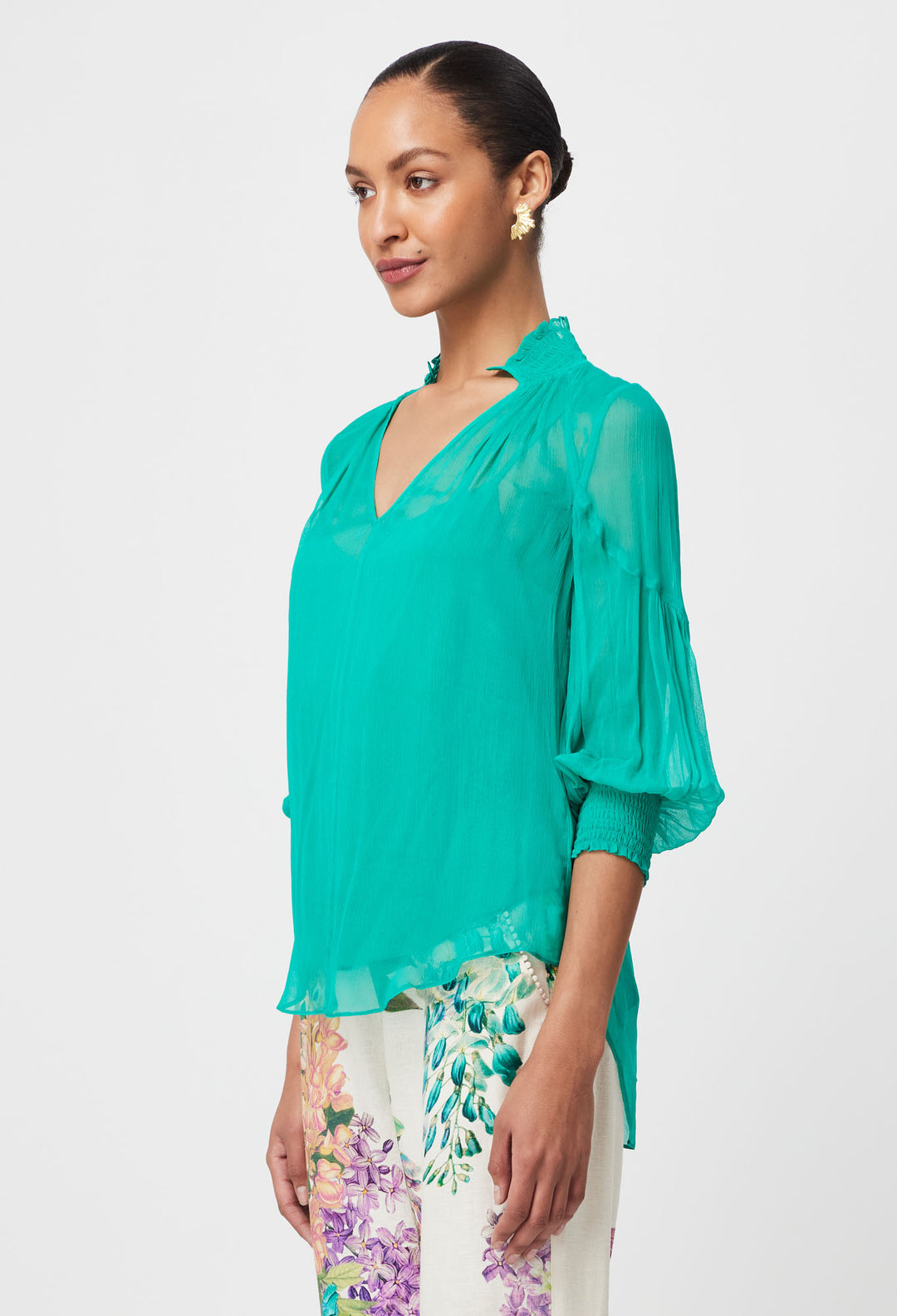 Lane Viscose Chiffon Blouse in Bay Green