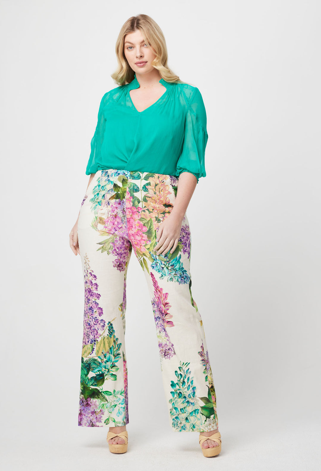 OnceWas Bahia Linen Rayon Pant in Wisteria Alba