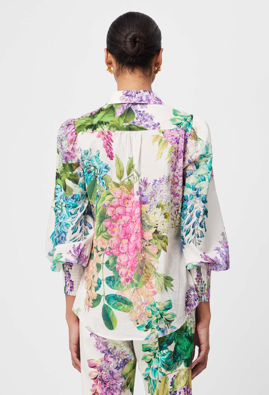 Swanson Embroidered Cotton Voile Shirt in Wisteria Alba