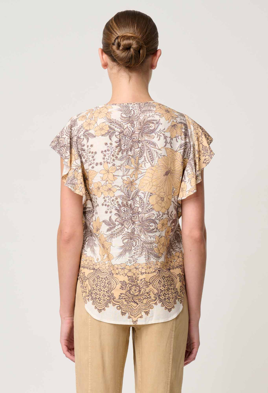 OnceWas Novia Linen Viscose Top in Golden Mallow