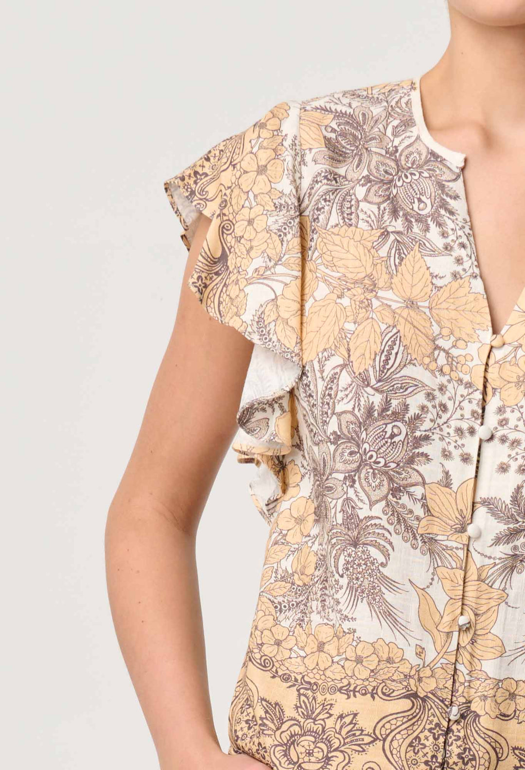 Novia Linen Viscose Top in Golden Mallow