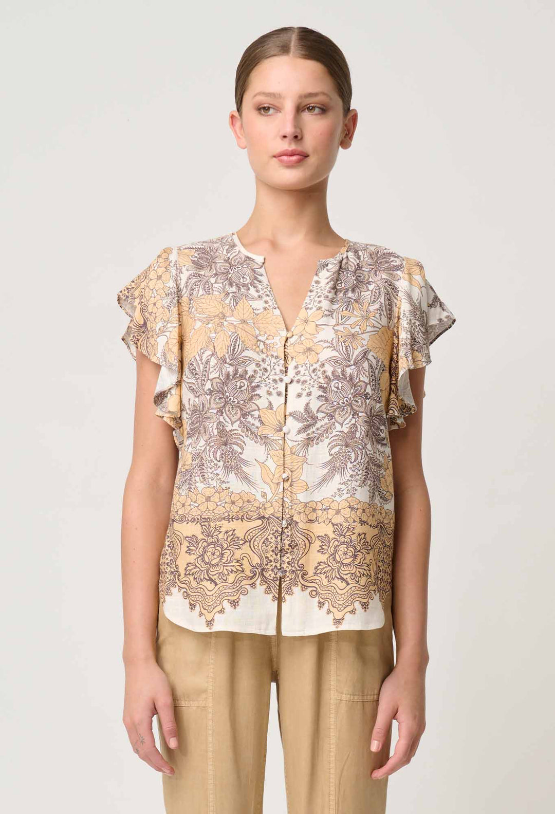 Novia Linen Viscose Top in Golden Mallow