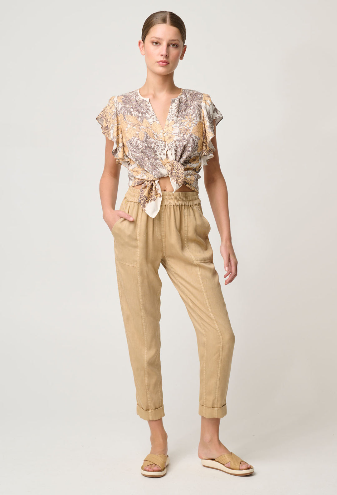 OnceWas Novia Linen Viscose Top in Golden Mallow