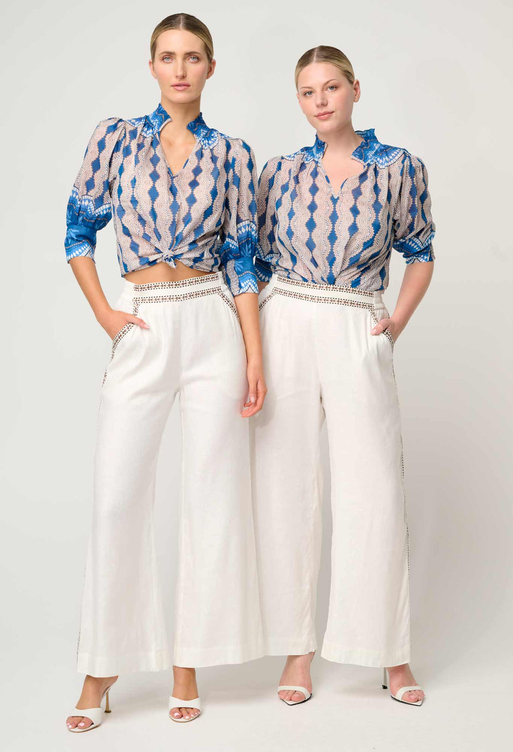 OnceWas Oleander Cotton Silk Blouse in Marrakech Topaz