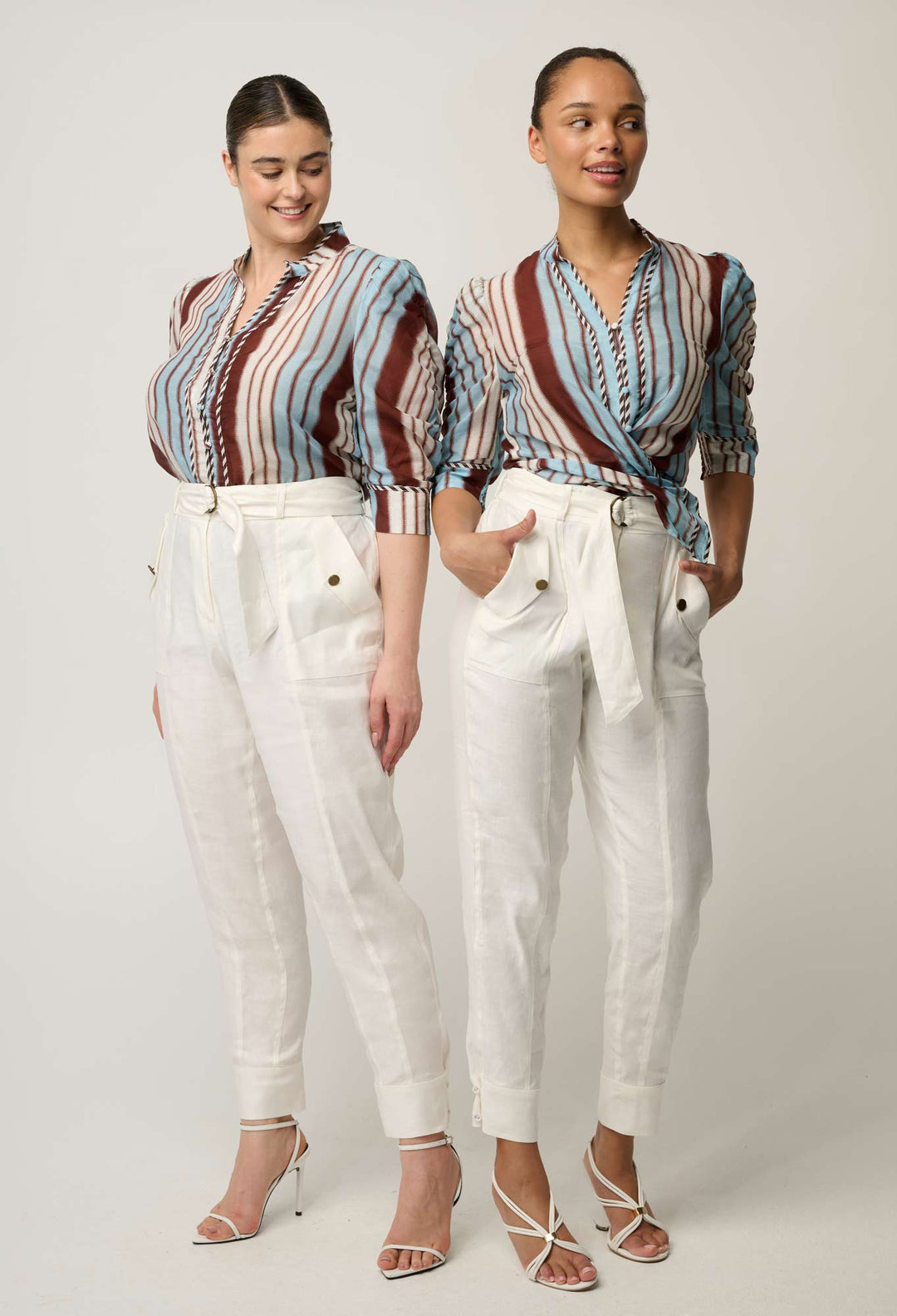 Calantha Cotton Silk Shirt in Iridescent Stripe