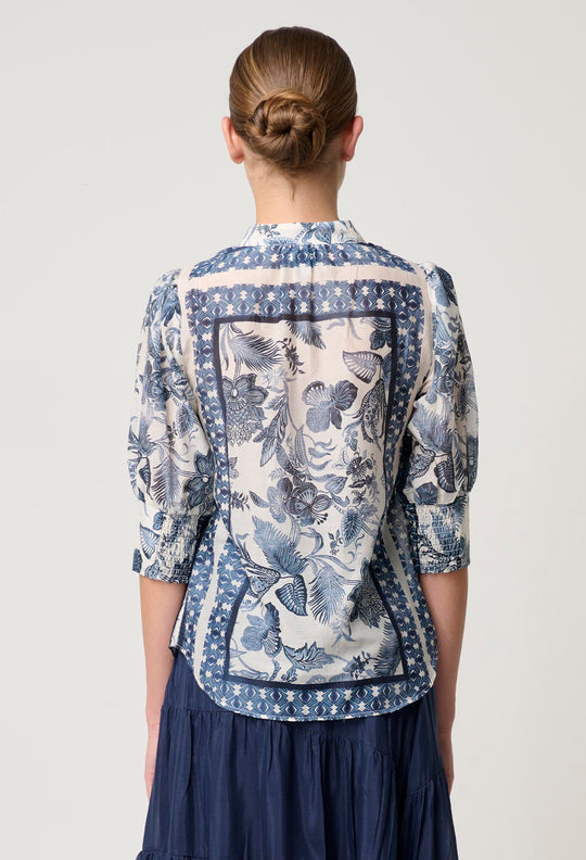 Bijou Cotton Silk Shirt in Ink Flè Print