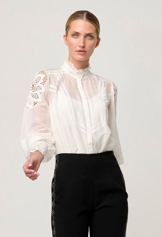 Sevilla Cotton Silk Shirt in Blanca