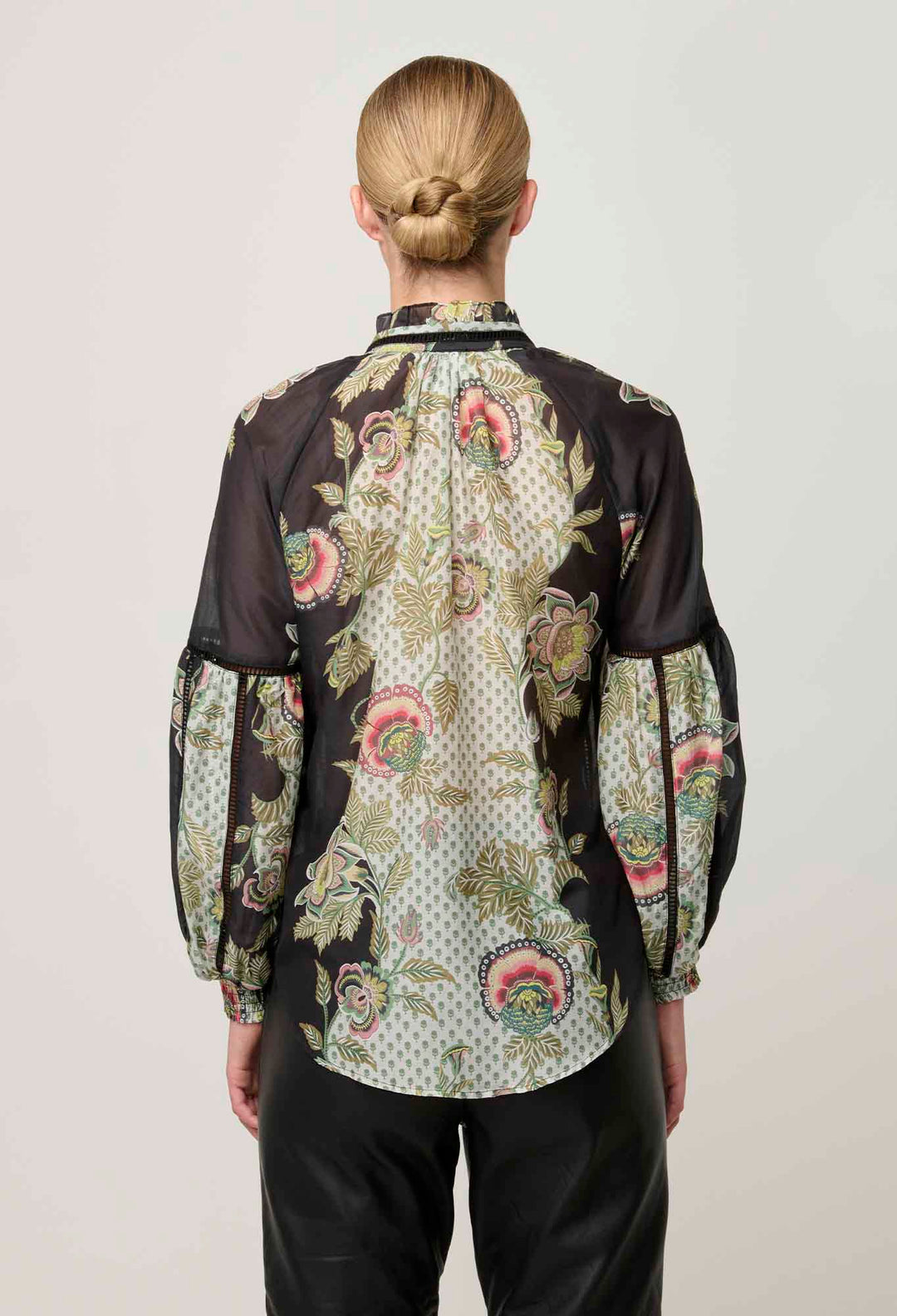 Espada Cotton Silk Blouse in Mariposa Nero