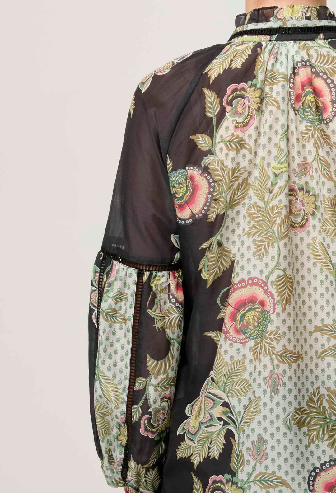 Espada Cotton Silk Blouse in Mariposa Nero