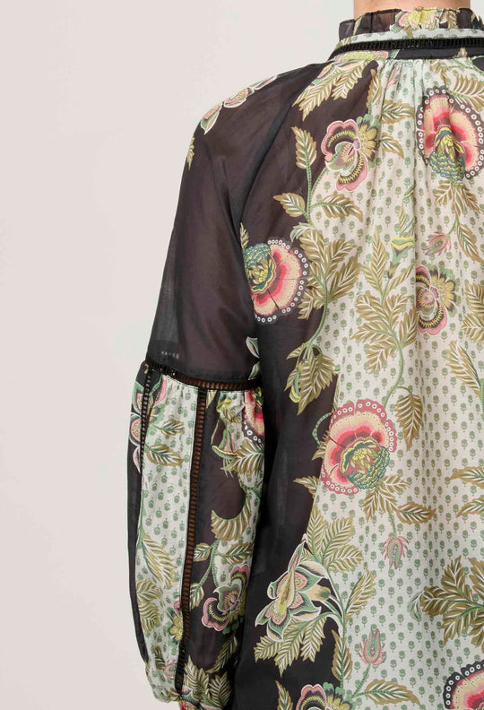 Espada Cotton Silk Blouse in Mariposa Nero