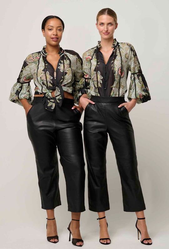 Espada Cotton Silk Blouse in Mariposa Nero