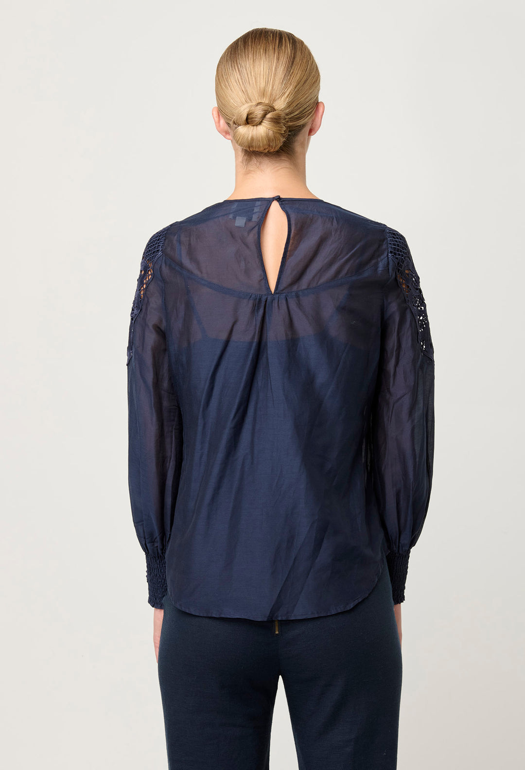 OnceWas Mirador Cotton Silk Blouse in Night Sky