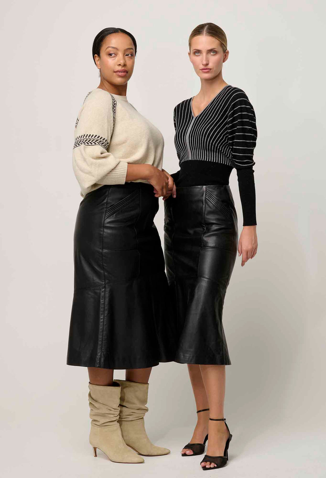 Mabel Leather Skirt in Onyx