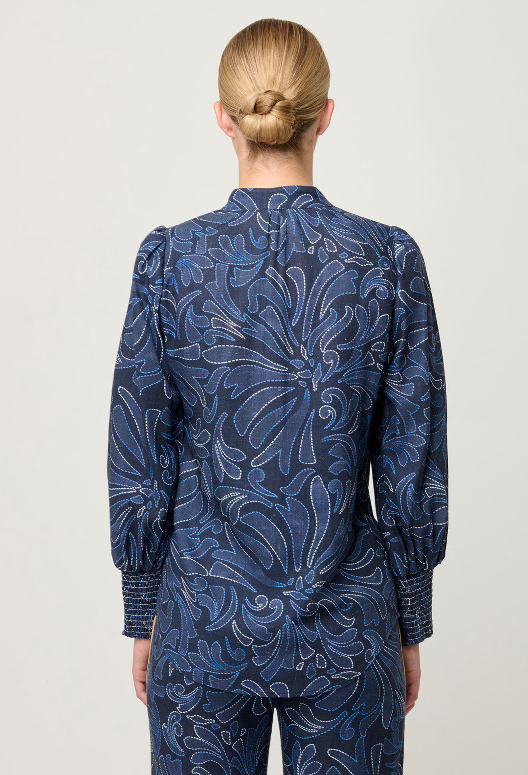 OnceWas Adela Embroidered Linen Viscose Blouse in Altamira