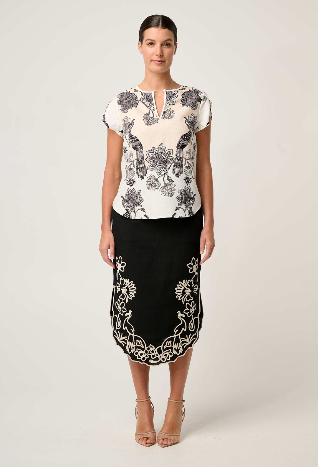 OnceWas Avis Viscose Dobby Top in Imperial Stone