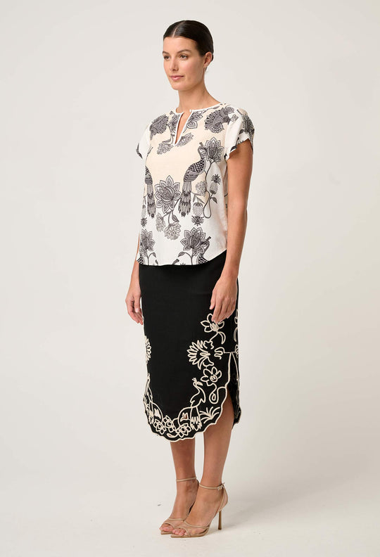 OnceWas Avis Viscose Dobby Top in Imperial Stone