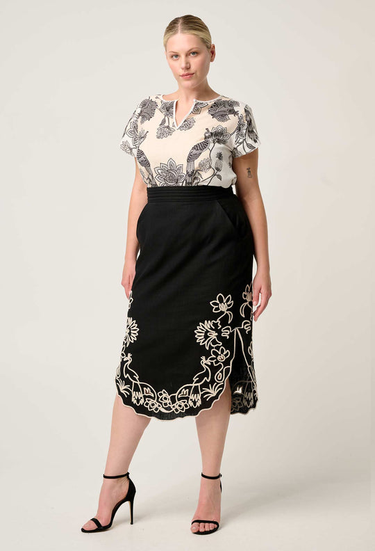 OnceWas Avis Viscose Dobby Top in Imperial Stone